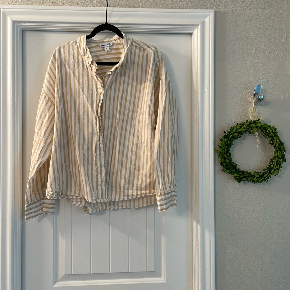 Neutral striped Boyfriend shirt - XXL